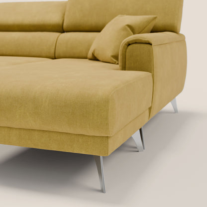 Caravaggio Divano angolare con sedute scorrevoli in tessuto morbido impermeabile T02 giallo