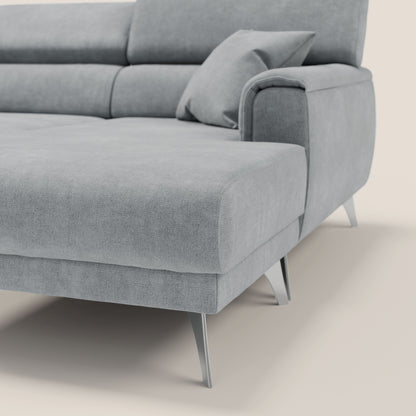Caravaggio Divano angolare con sedute scorrevoli in tessuto morbido impermeabile T02 grigio chiaro