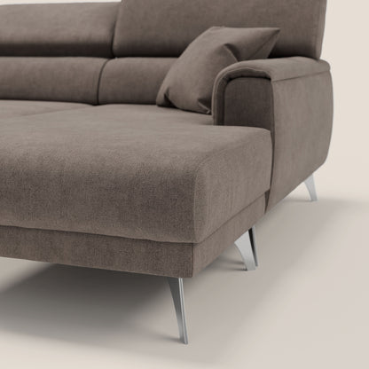 Caravaggio Divano angolare con sedute scorrevoli in tessuto morbido impermeabile T02 marrone