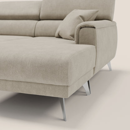 Caravaggio Divano angolare con sedute scorrevoli in tessuto morbido impermeabile T02 panna