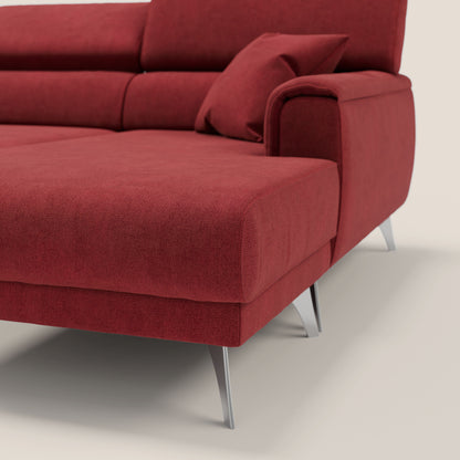Caravaggio Divano angolare con sedute scorrevoli in tessuto morbido impermeabile T02 rosso