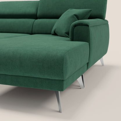 Caravaggio Divano angolare con sedute scorrevoli in tessuto morbido impermeabile T02 verde