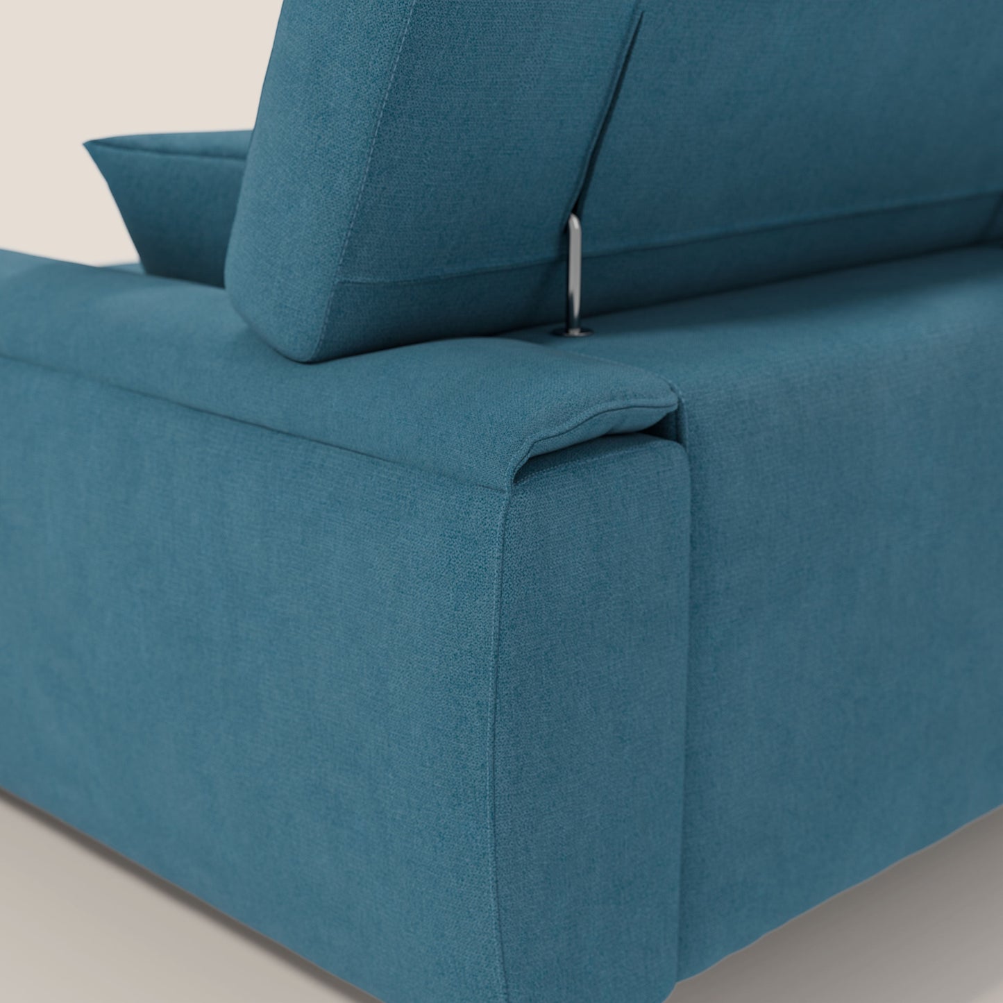 Caravaggio Divano angolare con sedute scorrevoli in tessuto morbido impermeabile T02 azzurro