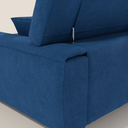 Caravaggio Divano angolare con sedute scorrevoli in tessuto morbido impermeabile T02 blu