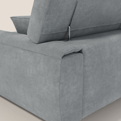 Caravaggio Divano angolare con sedute scorrevoli in tessuto morbido impermeabile T02 grigio chiaro