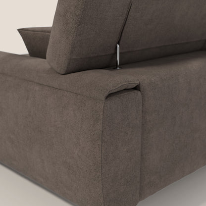 Caravaggio Divano angolare con sedute scorrevoli in tessuto morbido impermeabile T02 marrone