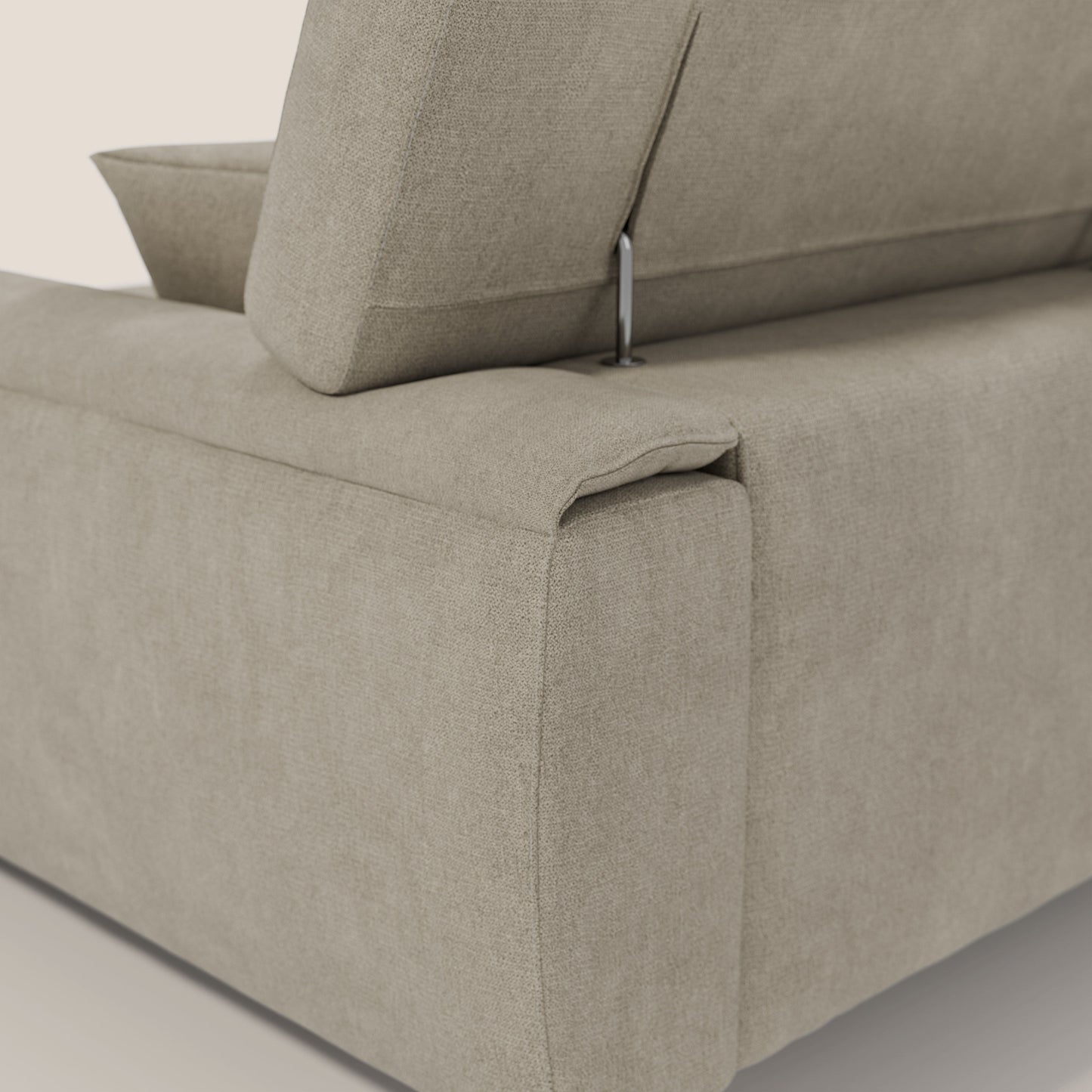 Caravaggio Divano angolare con sedute scorrevoli in tessuto morbido impermeabile T02 panna