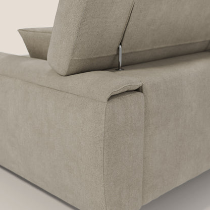 Caravaggio Divano angolare con sedute scorrevoli in tessuto morbido impermeabile T02 panna