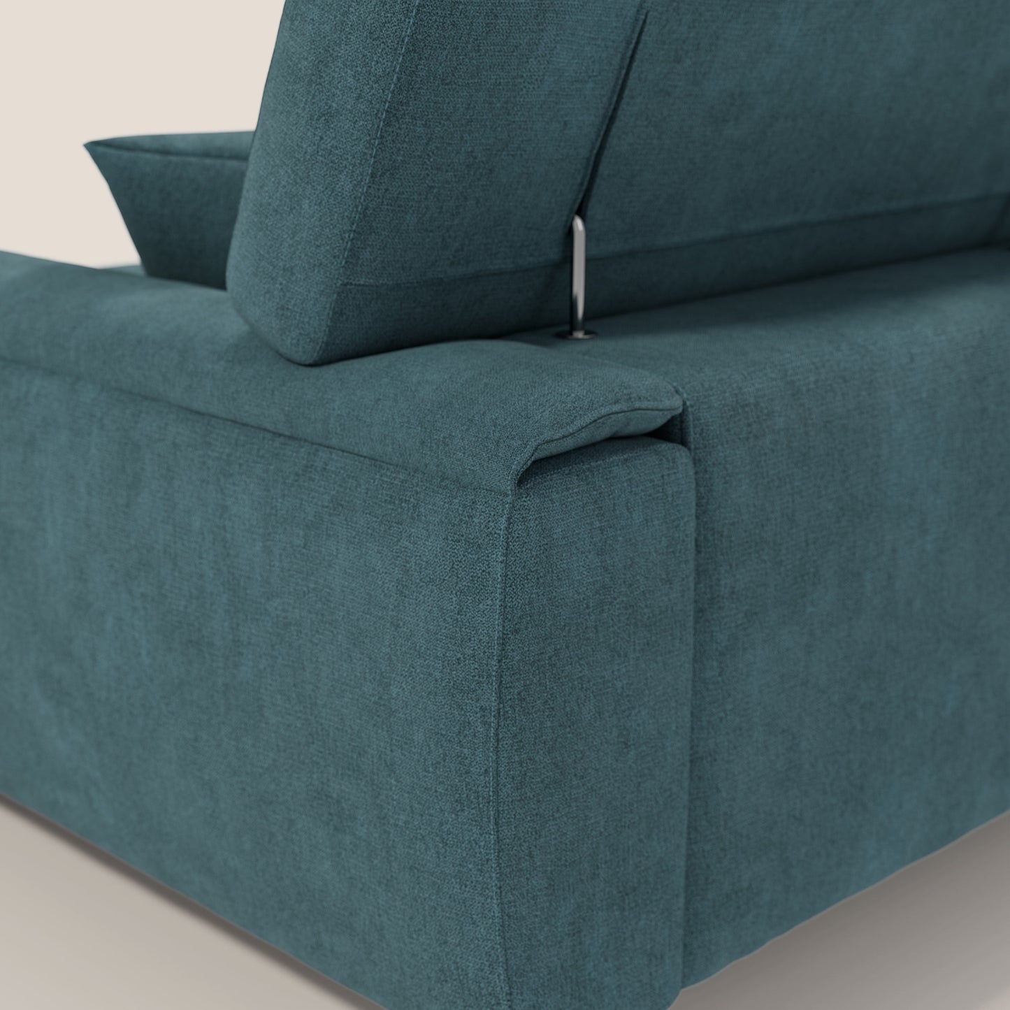 Caravaggio Divano angolare con sedute scorrevoli in tessuto morbido impermeabile T02 petrolio