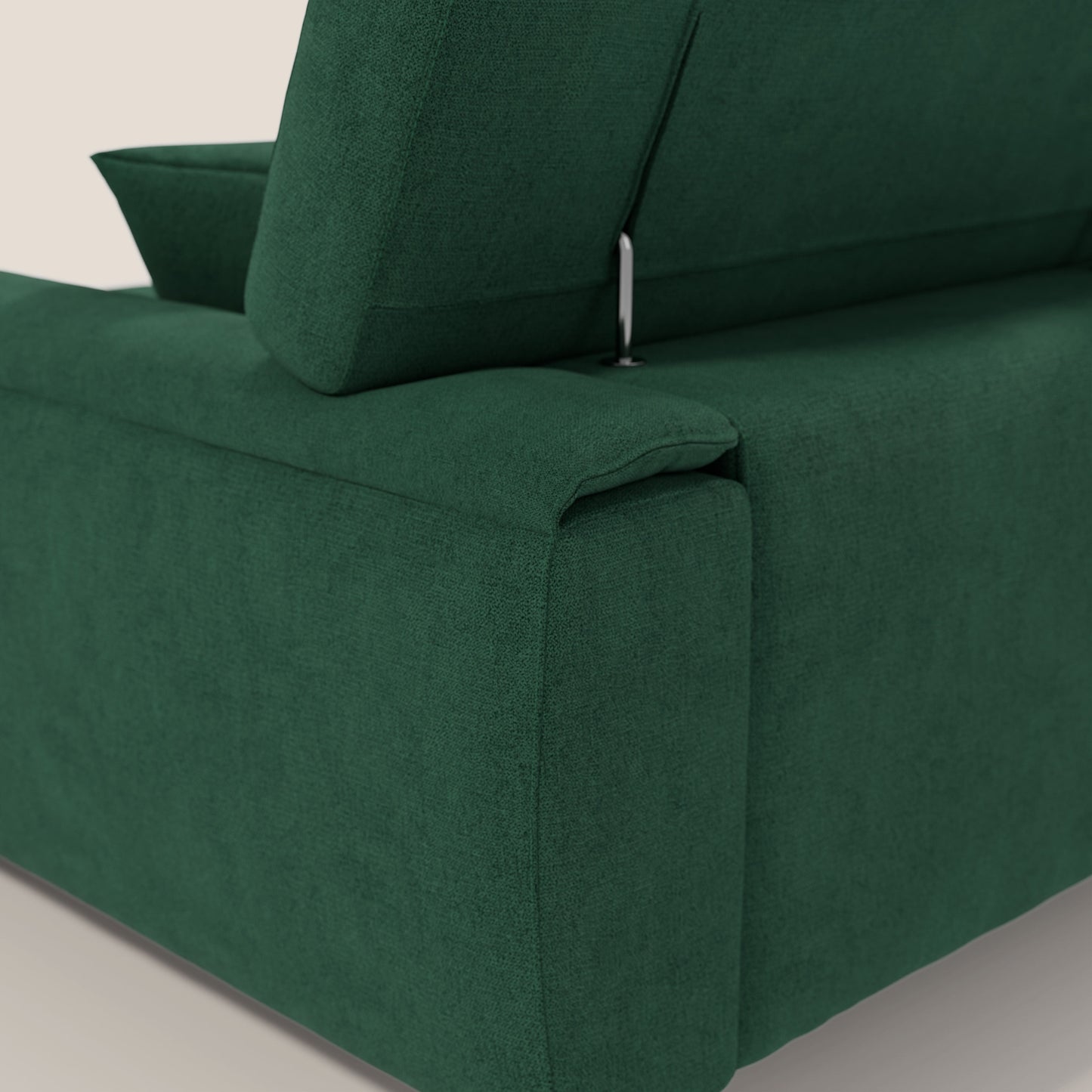 Caravaggio Divano angolare con sedute scorrevoli in tessuto morbido impermeabile T02 verde