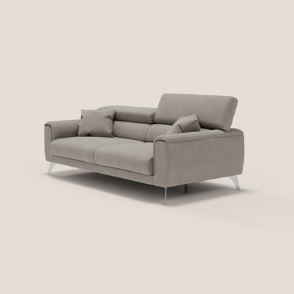 Caravaggio divano con sedute allungabili e poggiatesta reclinabili in tessuto impermeabile T02 beige