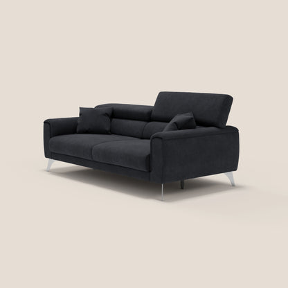 Caravaggio divano con sedute allungabili e poggiatesta reclinabili in tessuto impermeabile T02 nero