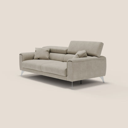 Caravaggio divano con sedute allungabili e poggiatesta reclinabili in tessuto impermeabile T02 panna