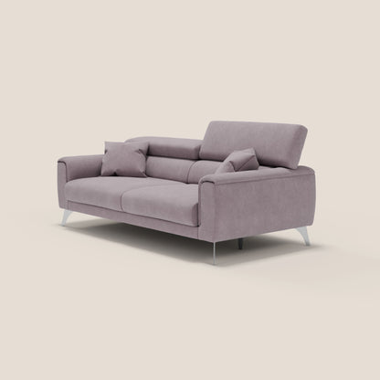 Caravaggio divano con sedute allungabili e poggiatesta reclinabili in tessuto impermeabile T02 rosa