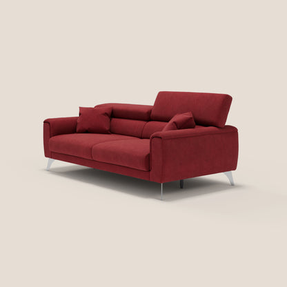 Caravaggio divano con sedute allungabili e poggiatesta reclinabili in tessuto impermeabile T02 rosso