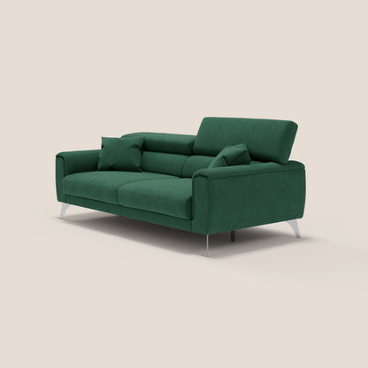 Caravaggio divano con sedute allungabili e poggiatesta reclinabili in tessuto impermeabile T02 verde