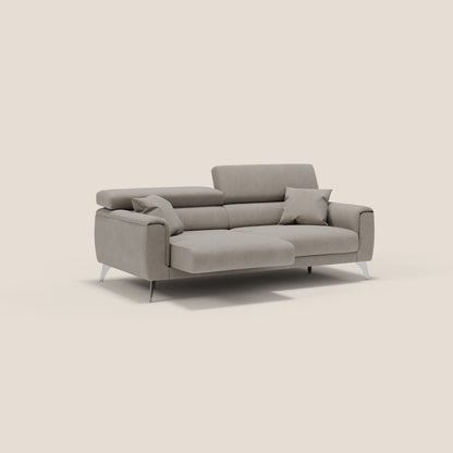 Caravaggio divano con sedute allungabili e poggiatesta reclinabili in tessuto impermeabile T02 beige