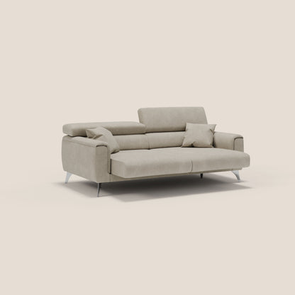 Caravaggio divano con sedute allungabili e poggiatesta reclinabili in tessuto impermeabile T02 panna