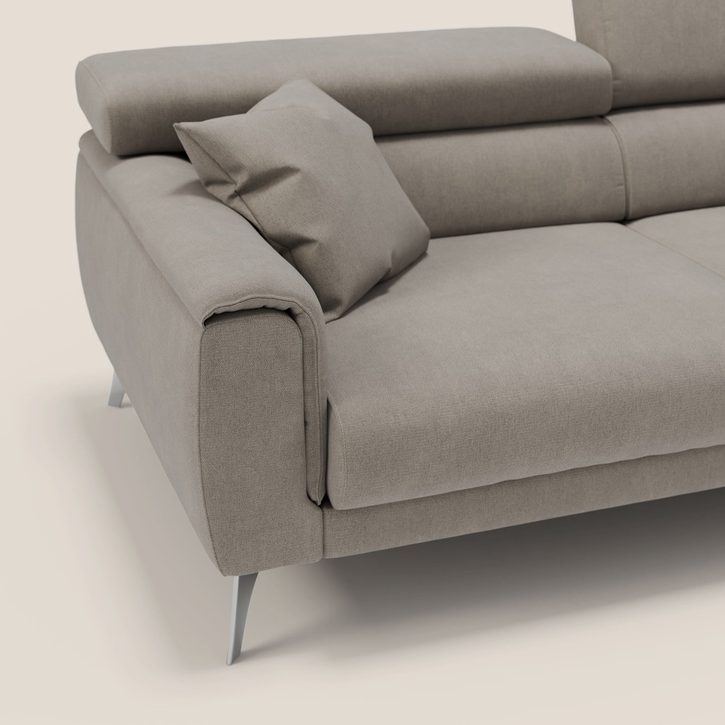 Caravaggio divano con sedute allungabili e poggiatesta reclinabili in tessuto impermeabile T02 beige