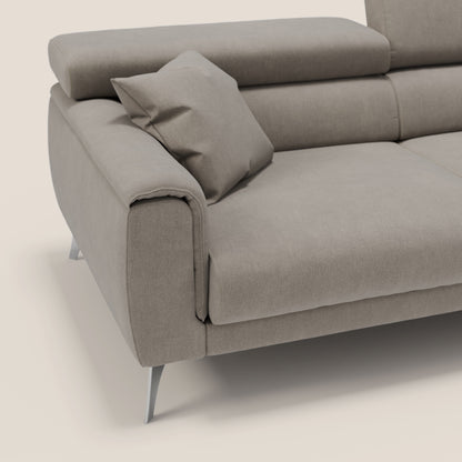 Caravaggio divano con sedute allungabili e poggiatesta reclinabili in tessuto impermeabile T02 beige