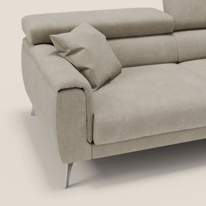 Caravaggio divano con sedute allungabili e poggiatesta reclinabili in tessuto impermeabile T02 panna