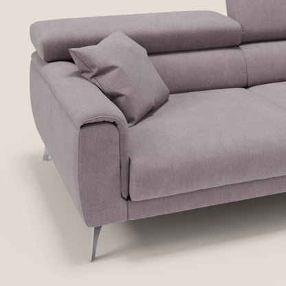 Caravaggio divano con sedute allungabili e poggiatesta reclinabili in tessuto impermeabile T02 rosa