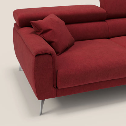 Caravaggio divano con sedute allungabili e poggiatesta reclinabili in tessuto impermeabile T02 rosso