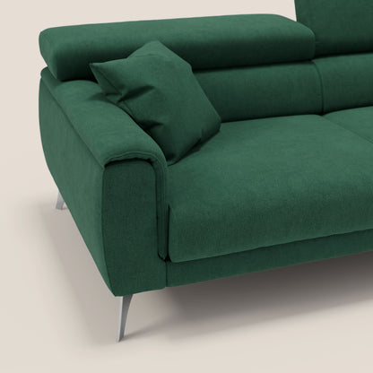 Caravaggio divano con sedute allungabili e poggiatesta reclinabili in tessuto impermeabile T02 verde