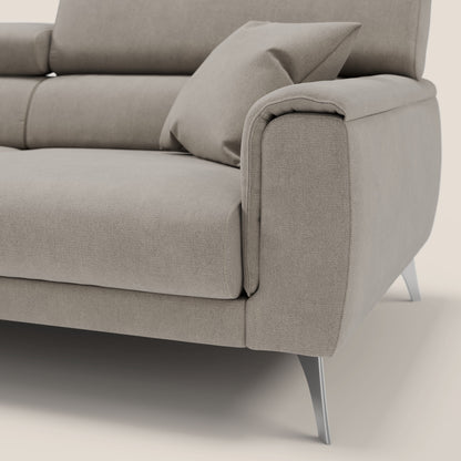 Caravaggio divano con sedute allungabili e poggiatesta reclinabili in tessuto impermeabile T02 beige