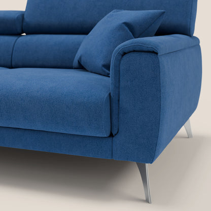 Caravaggio divano con sedute allungabili e poggiatesta reclinabili in tessuto impermeabile T02 blu