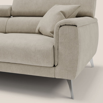 Caravaggio divano con sedute allungabili e poggiatesta reclinabili in tessuto impermeabile T02 panna