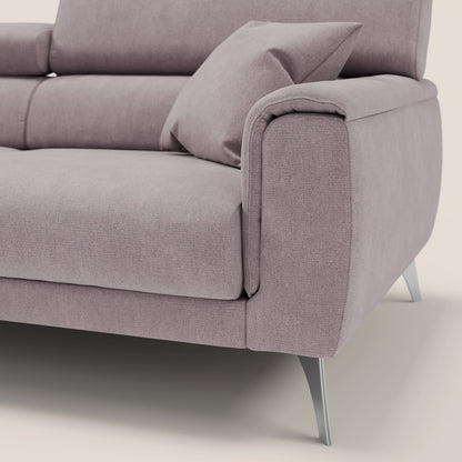 Caravaggio divano con sedute allungabili e poggiatesta reclinabili in tessuto impermeabile T02 rosa