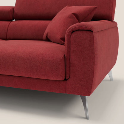 Caravaggio divano con sedute allungabili e poggiatesta reclinabili in tessuto impermeabile T02 rosso