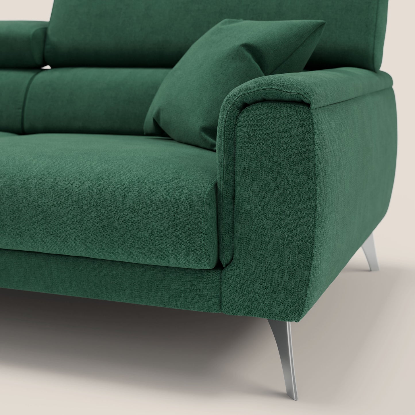 Caravaggio divano con sedute allungabili e poggiatesta reclinabili in tessuto impermeabile T02 verde