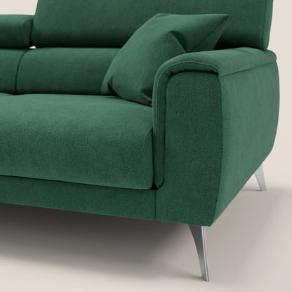 Caravaggio divano con sedute allungabili e poggiatesta reclinabili in tessuto impermeabile T02 verde