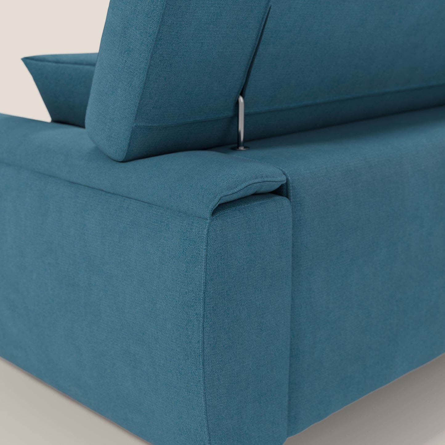 Caravaggio divano con sedute allungabili e poggiatesta reclinabili in tessuto impermeabile T02 azzurro