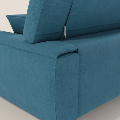 Caravaggio divano con sedute allungabili e poggiatesta reclinabili in tessuto impermeabile T02 azzurro