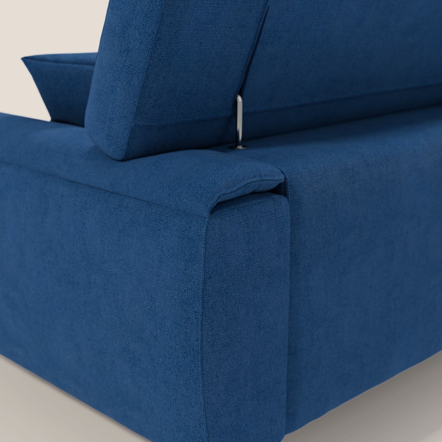 Caravaggio divano con sedute allungabili e poggiatesta reclinabili in tessuto impermeabile T02 blu