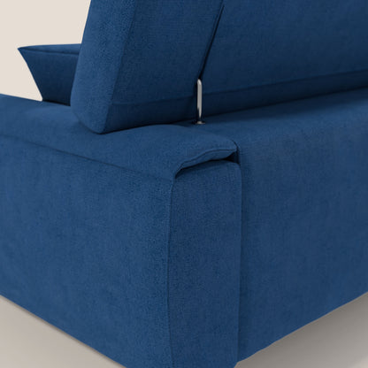 Caravaggio divano con sedute allungabili e poggiatesta reclinabili in tessuto impermeabile T02 blu