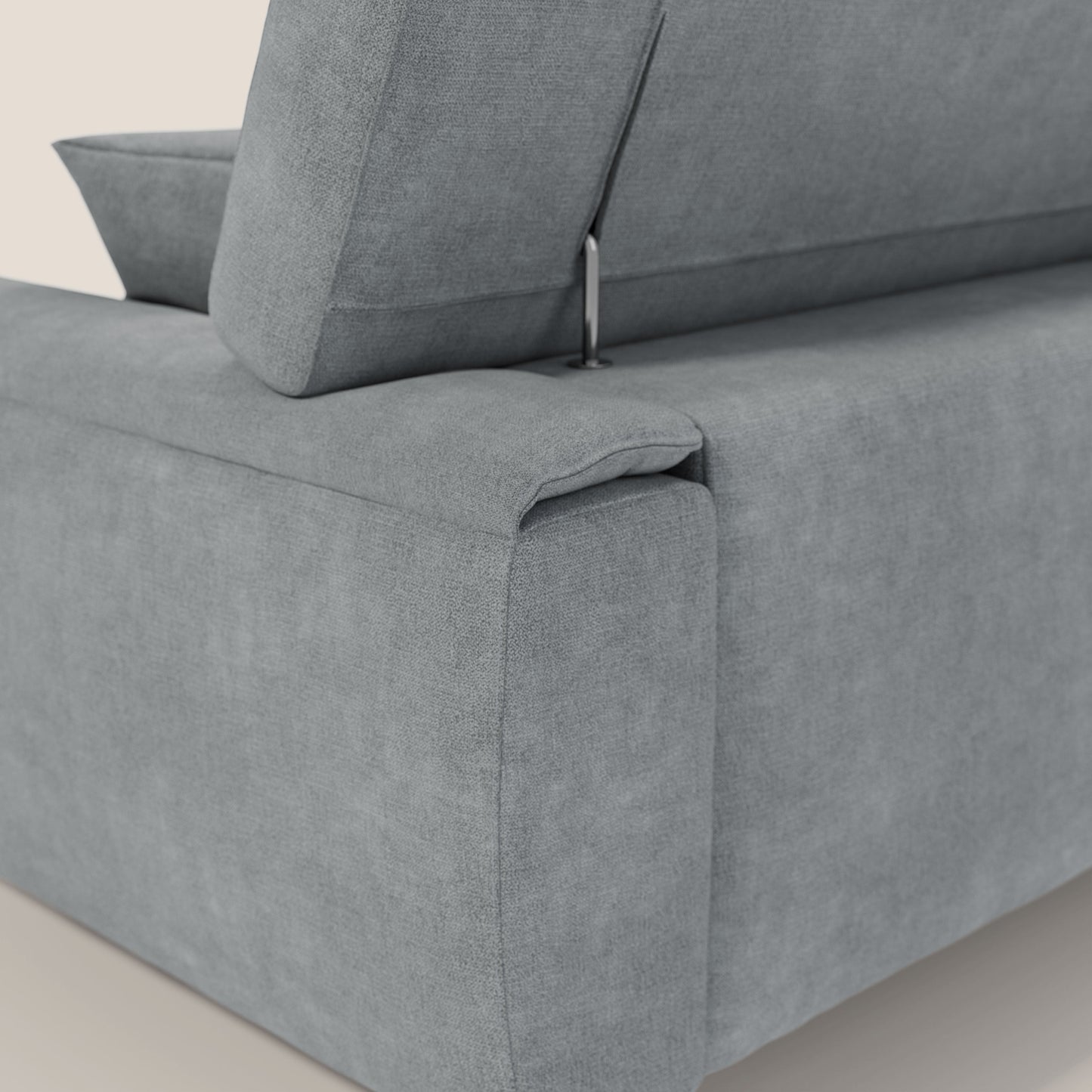 Caravaggio divano con sedute allungabili e poggiatesta reclinabili in tessuto impermeabile T02 grigio chiaro