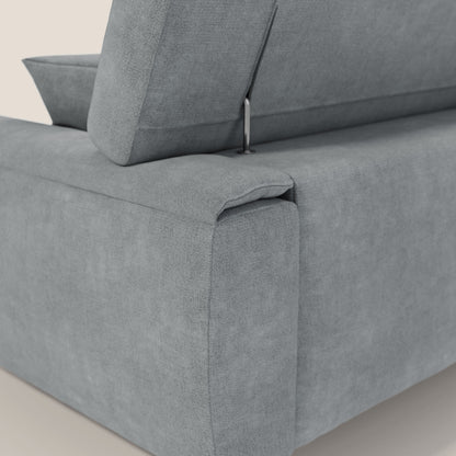 Caravaggio divano con sedute allungabili e poggiatesta reclinabili in tessuto impermeabile T02 grigio chiaro