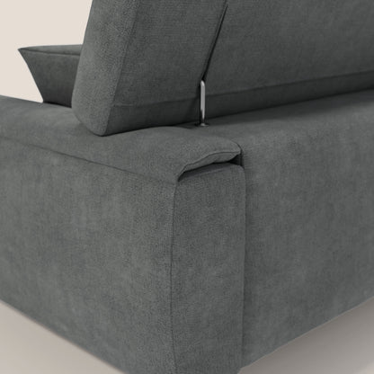 Caravaggio divano con sedute allungabili e poggiatesta reclinabili in tessuto impermeabile T02 grigio