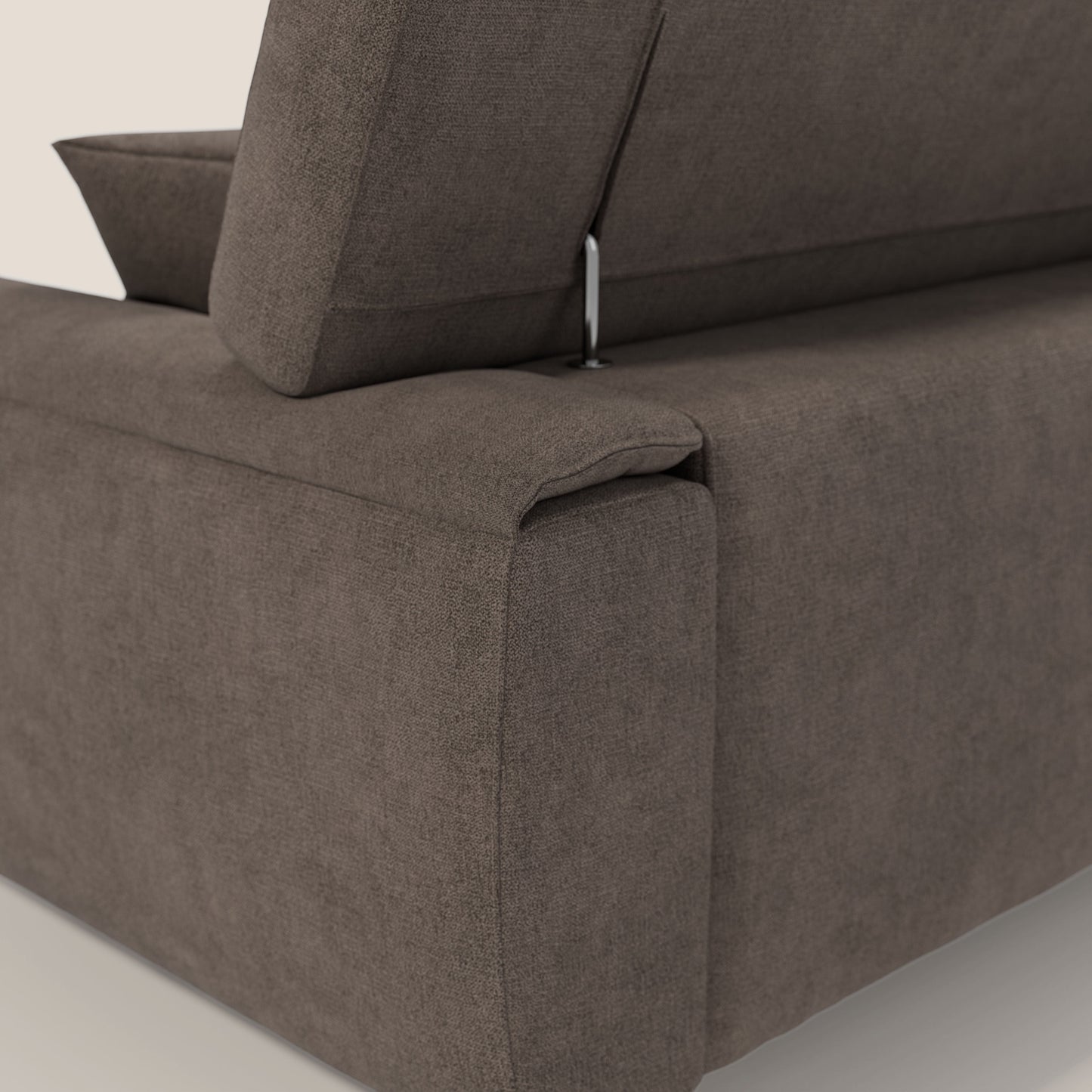 Caravaggio divano con sedute allungabili e poggiatesta reclinabili in tessuto impermeabile T02 marrone