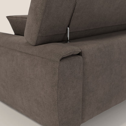 Caravaggio divano con sedute allungabili e poggiatesta reclinabili in tessuto impermeabile T02 marrone