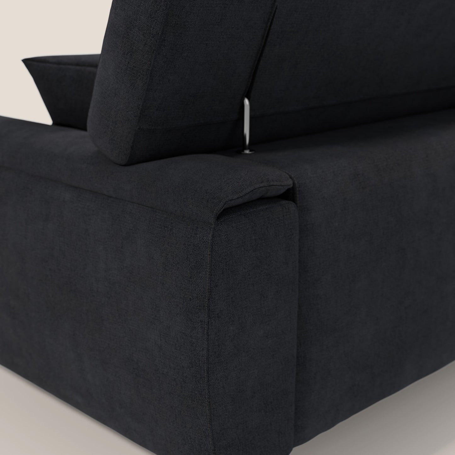 Caravaggio divano con sedute allungabili e poggiatesta reclinabili in tessuto impermeabile T02 nero