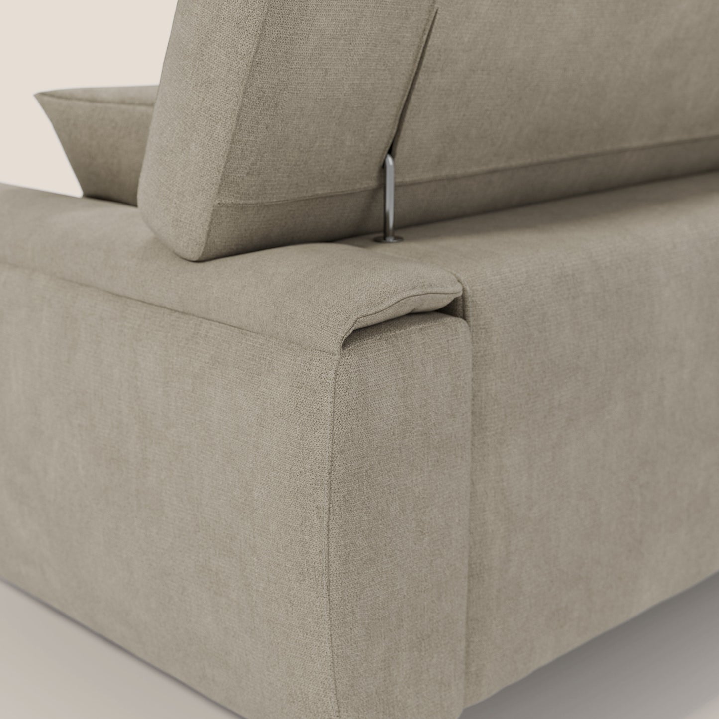 Caravaggio divano con sedute allungabili e poggiatesta reclinabili in tessuto impermeabile T02 panna