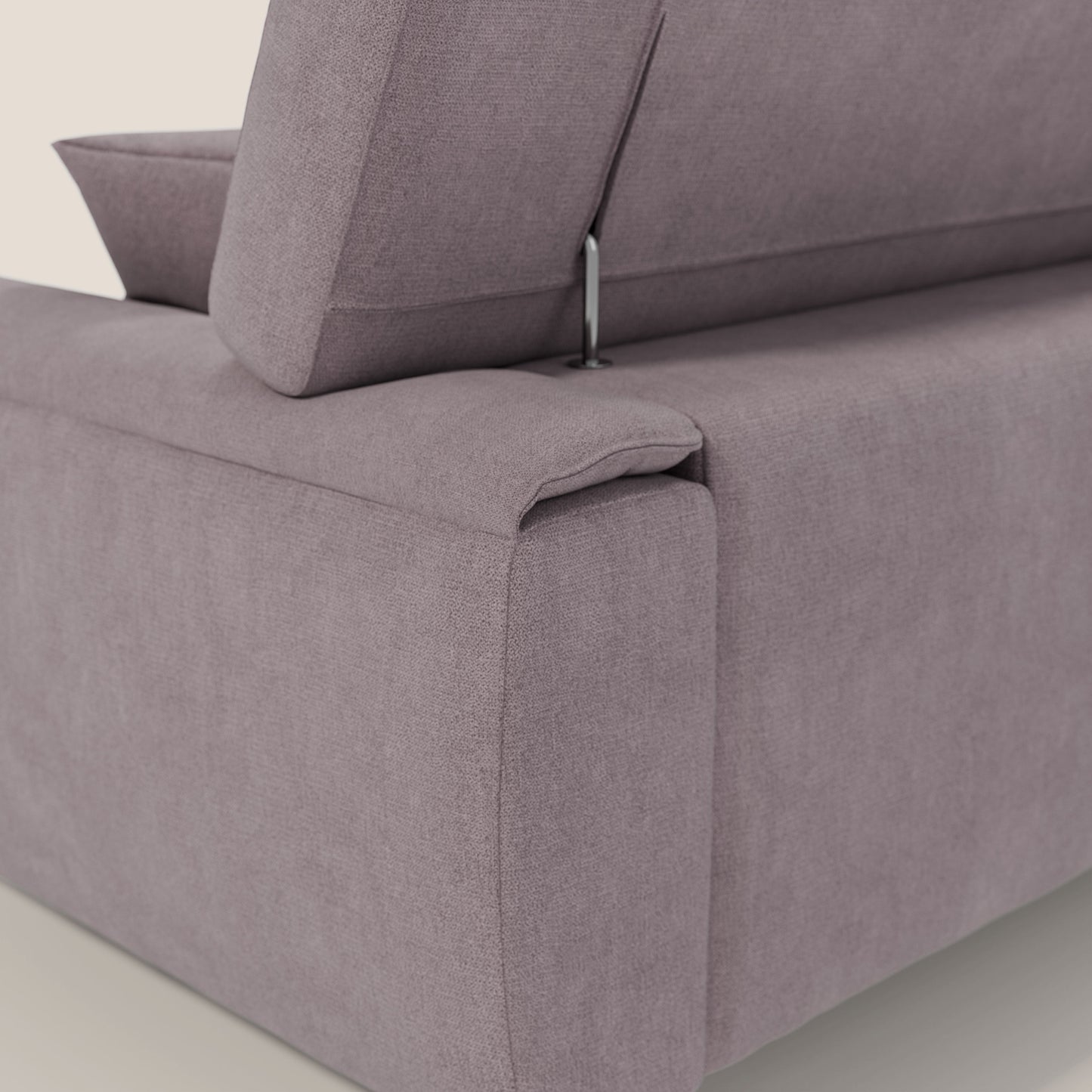 Caravaggio divano con sedute allungabili e poggiatesta reclinabili in tessuto impermeabile T02 rosa