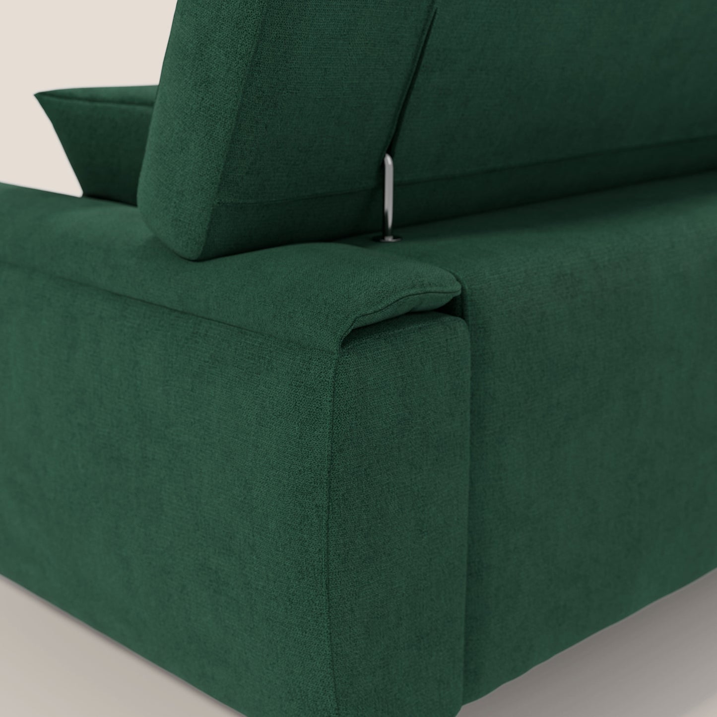 Caravaggio divano con sedute allungabili e poggiatesta reclinabili in tessuto impermeabile T02 verde