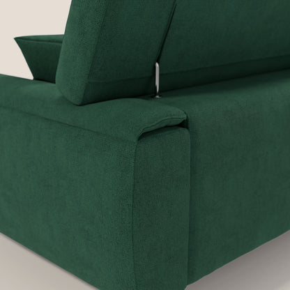 Caravaggio divano con sedute allungabili e poggiatesta reclinabili in tessuto impermeabile T02 verde