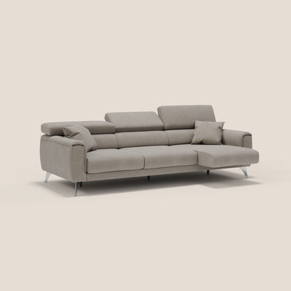 Caravaggio divano con 3 sedute allungabili indipendenti e poggiatesta reclinabili in tessuto impermeabile T02 beige